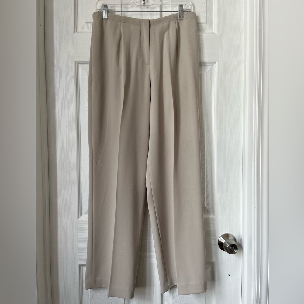 Pendleton Beige Front Pleated Wide Leg Pants Trousers Size 12 Petite